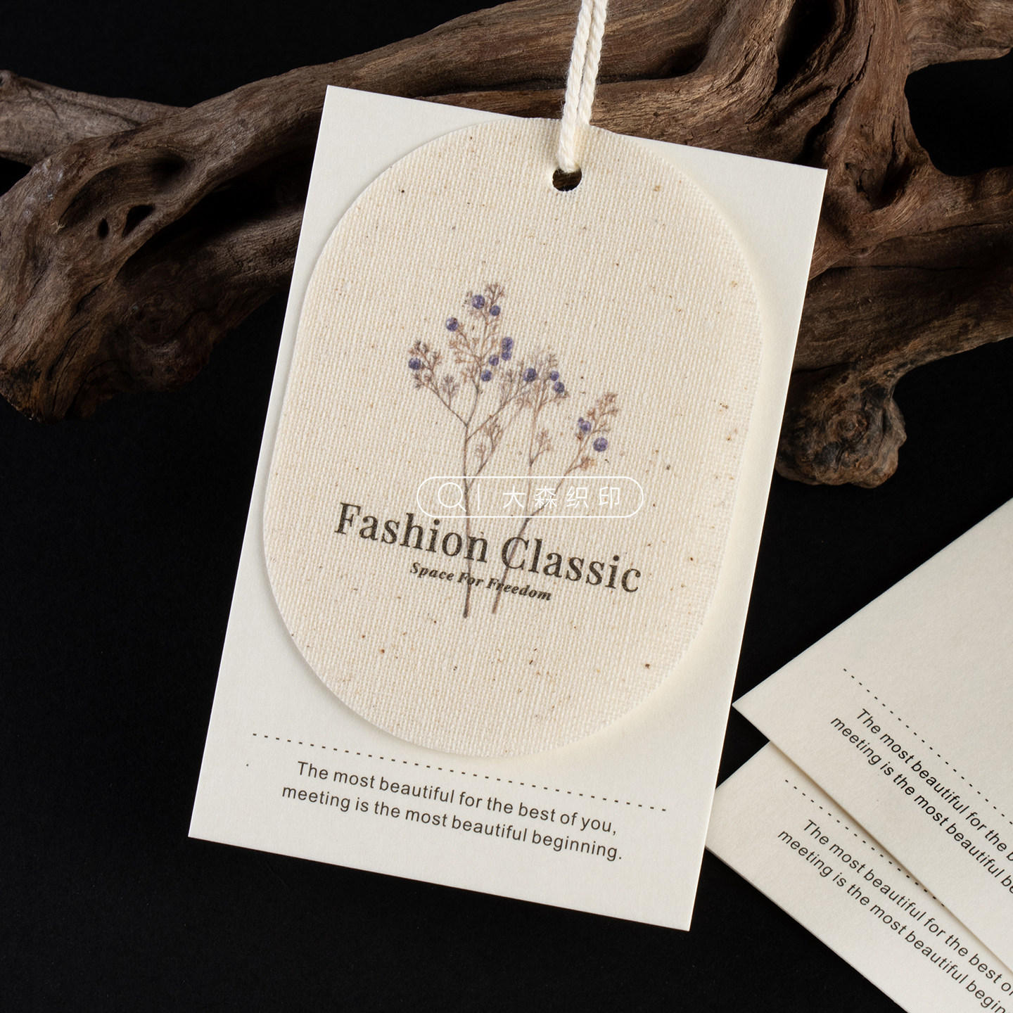 网红风复古文艺彩印棉麻服装吊牌定制商标挂牌标签设计订做卡牌