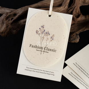网红风复古文艺彩印棉麻服装吊牌定制商标挂牌标签设计订做卡牌