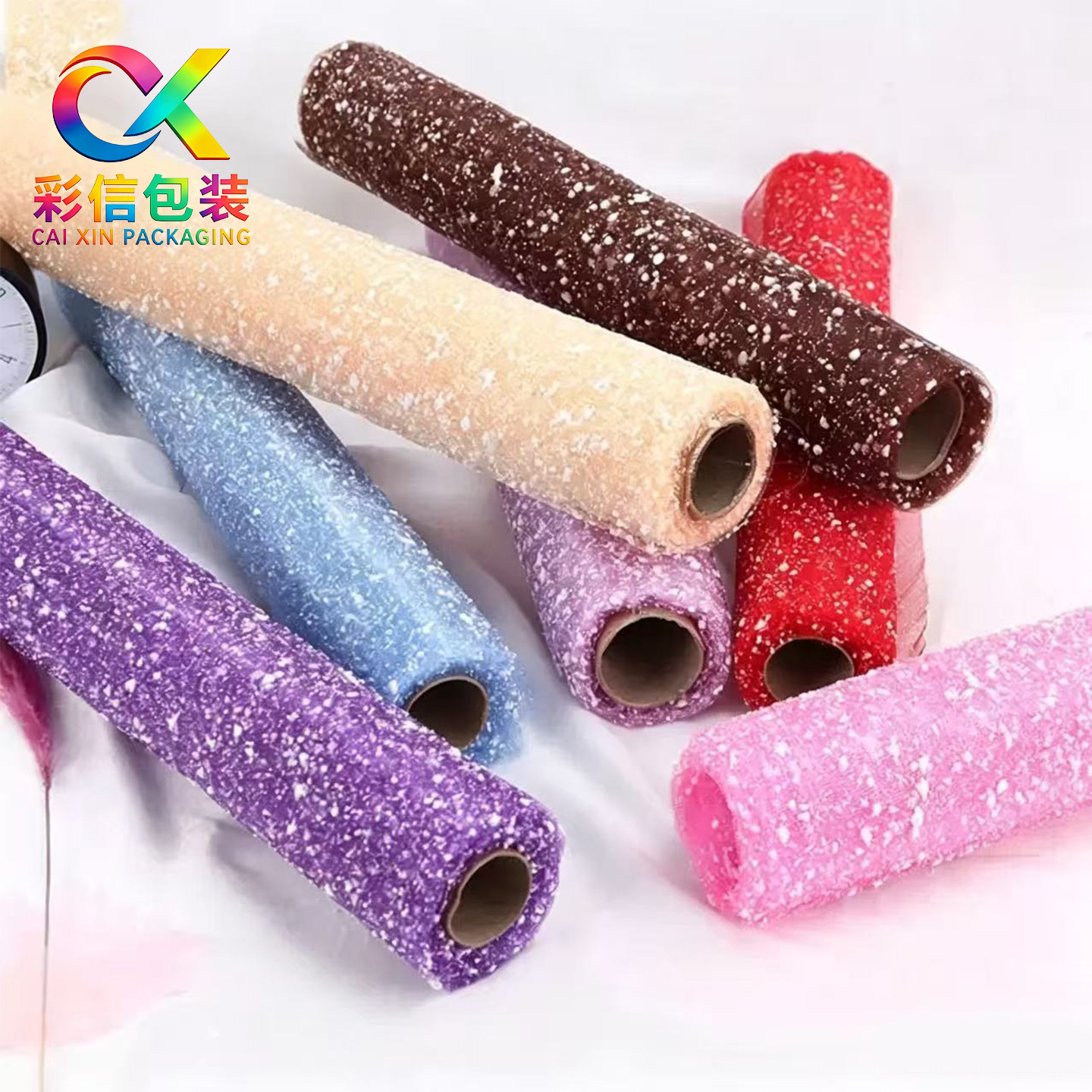 雪点纱鲜花包装材料头发泡卡通