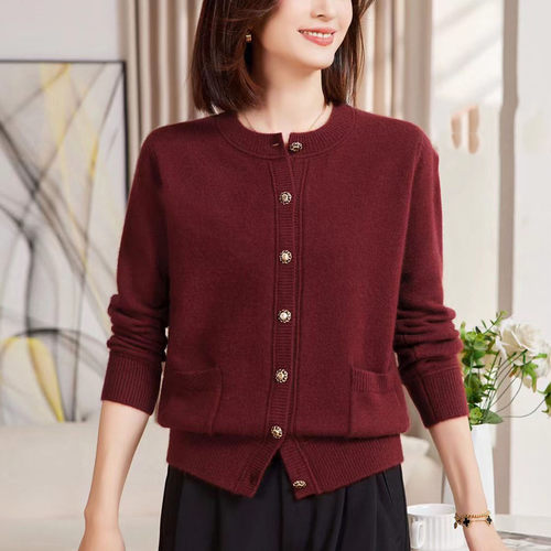 妈妈开衫毛衣加厚女羊绒外套冬季