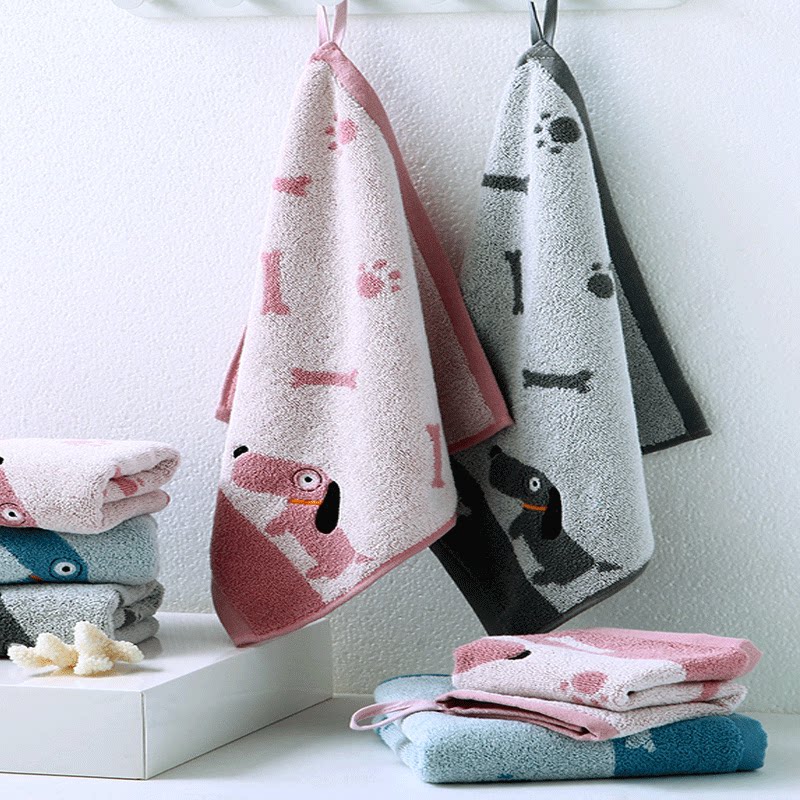 满4条包邮金号纯棉抹手巾挂式擦手巾小方巾成人儿童卡通柔软吸水