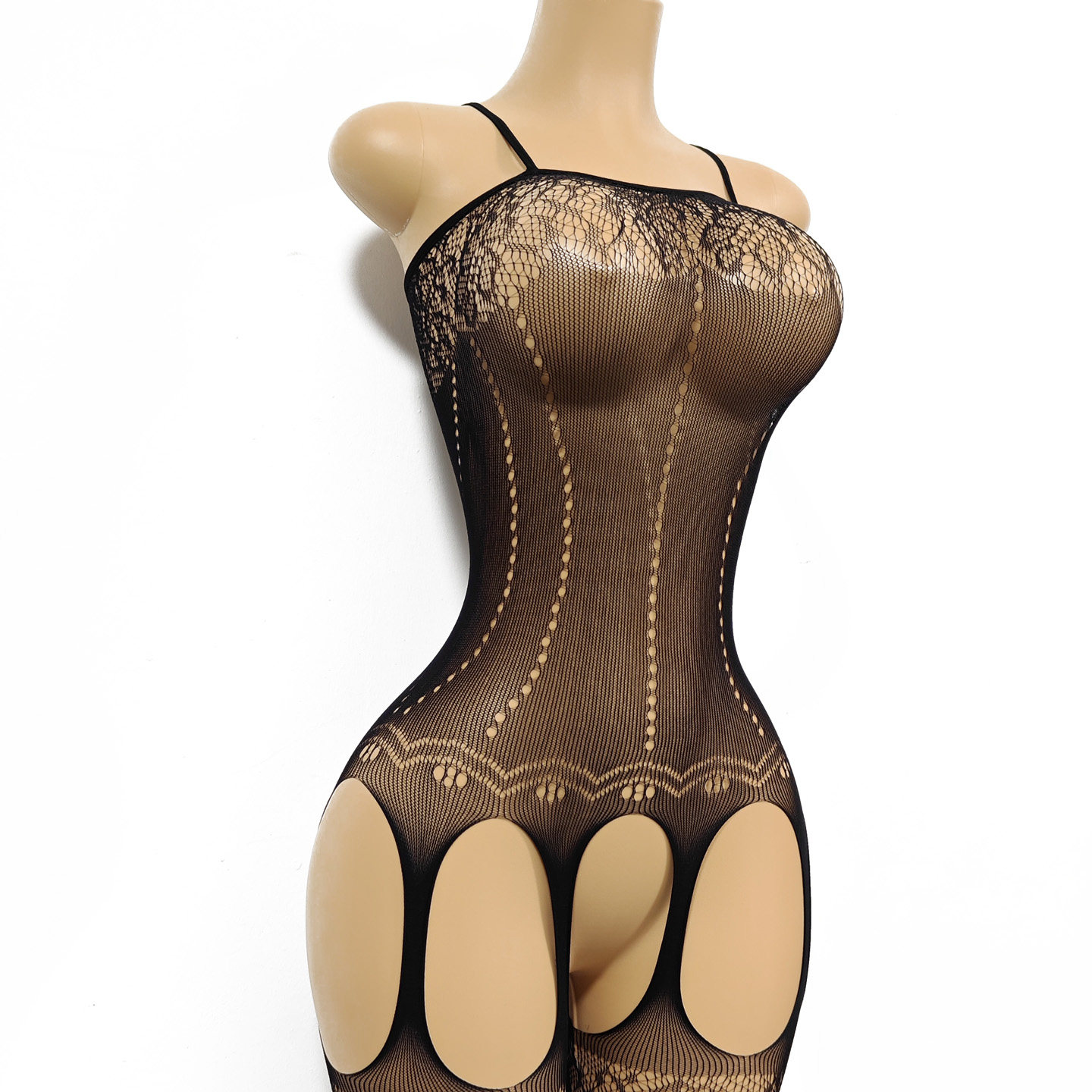 黑色丝袜网衣撕扯睡衣花样制服透视镂空吊带渔网袜开裆女纯欲白色