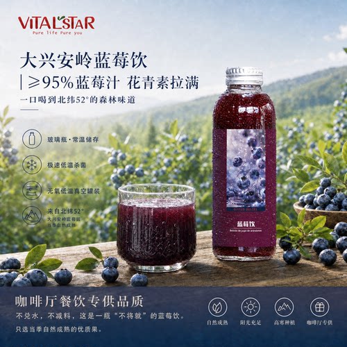果美乐星素北纬52°蓝莓饮玻璃瓶