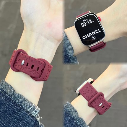 适用oppowatch3se表带2手表硅胶浮雕花纹watchX/4pro软女运动猫爪