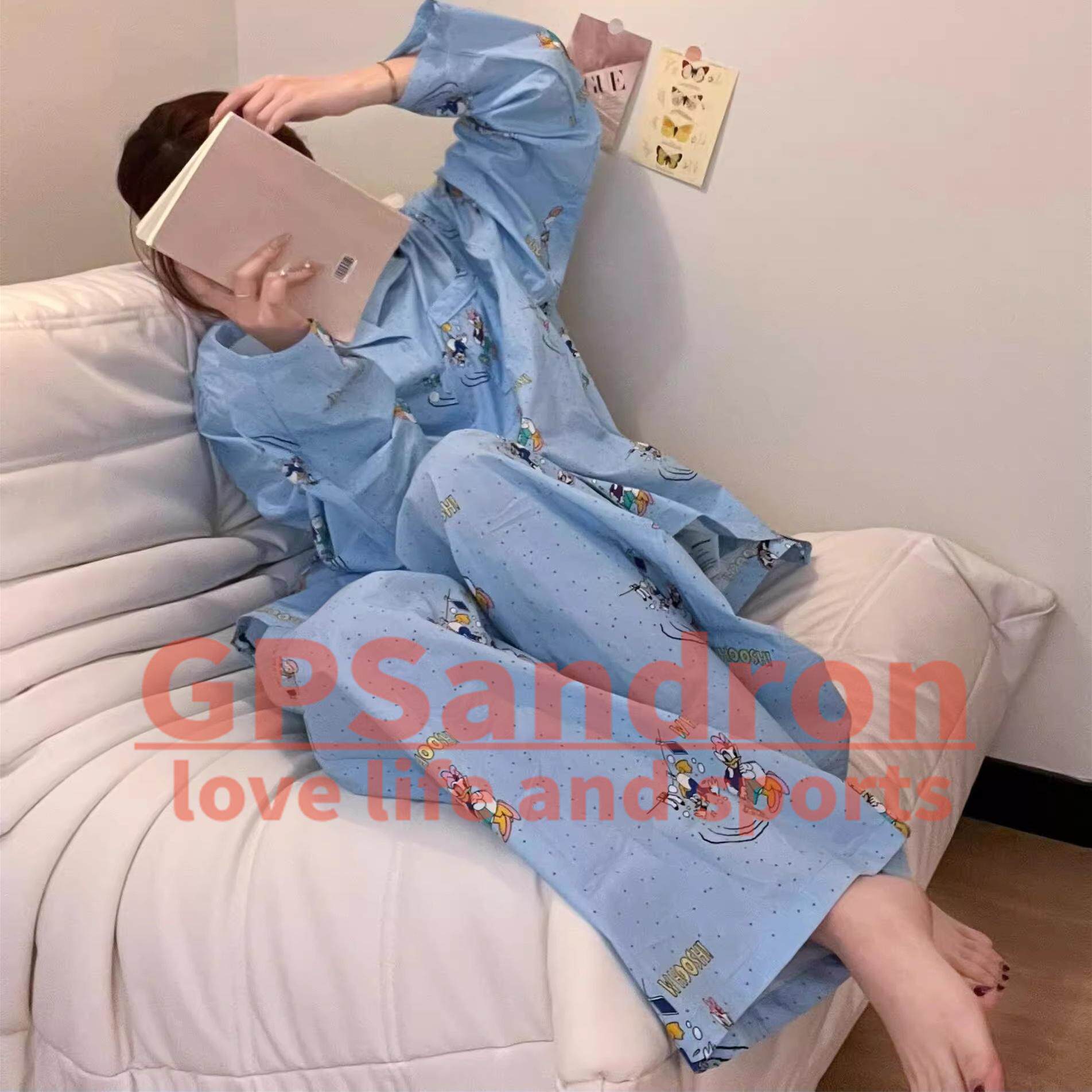 GP Sandron少女唐老鸭长袖睡衣女士春秋季大码舒适家居服两件套装