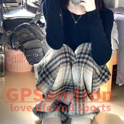 GPSandron毛呢格子裤女秋冬款