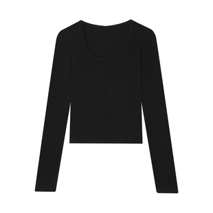 德绒长袖 极简主义U领弹力修身 上衣 2025AW IAMCPLUS