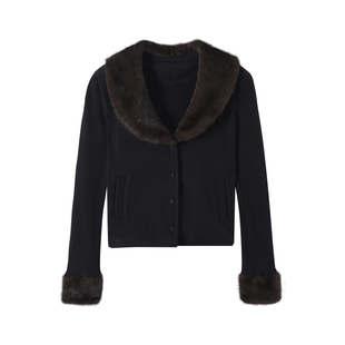 保暖开衫 复古风毛领加厚拼接毛毛上衣女秋冬季 2025AW IAMCPLUS