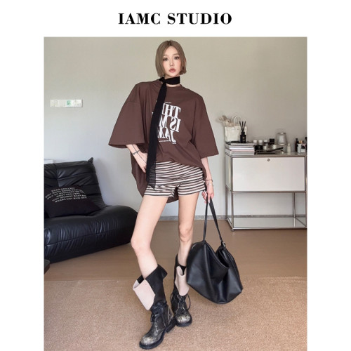 IAMCPLUS 2026SS 卡其色条纹裙裤