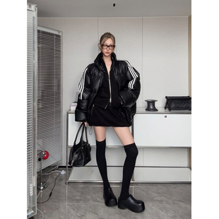 三条杠pu皮衣面包宽松棉服 美式 IAMCPLUS 2025AW