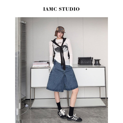 IAMCPLUS 2026SS A字牛仔中裤