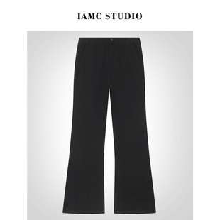 IAMCPLUS 2026SS 后腰双交叉腰带微喇显瘦休闲裤