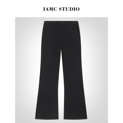 IAMCPLUS 2026SS 后腰双交叉腰带微喇显瘦休闲裤