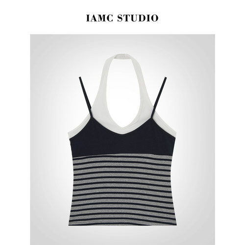 IAMCPLUS 2026SS 条纹拼净色背心
