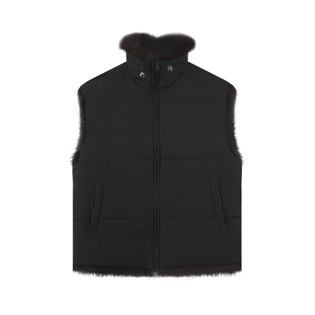 IAMCPLUS 2025AW 两面穿整毛环保皮草扑克棉服马甲