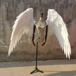 白色霍克斯天使羽毛翅膀可弯曲造型道具装饰成人漫展拍摄cos翅膀