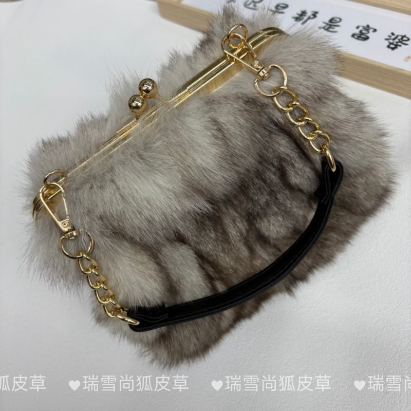 真狐狸毛女生包包皮草包狐狸毛时尚潮流百搭手提洋气小包毛毛网红