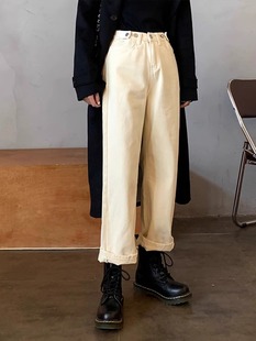 浪潮胖妹妹mm高腰阔腿牛仔裤女2024春季大码梨形身材卷边拖地裤子