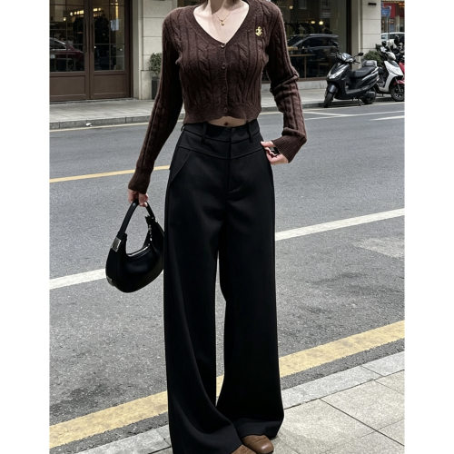 复古阔腿西装裤女款春大码老钱风
