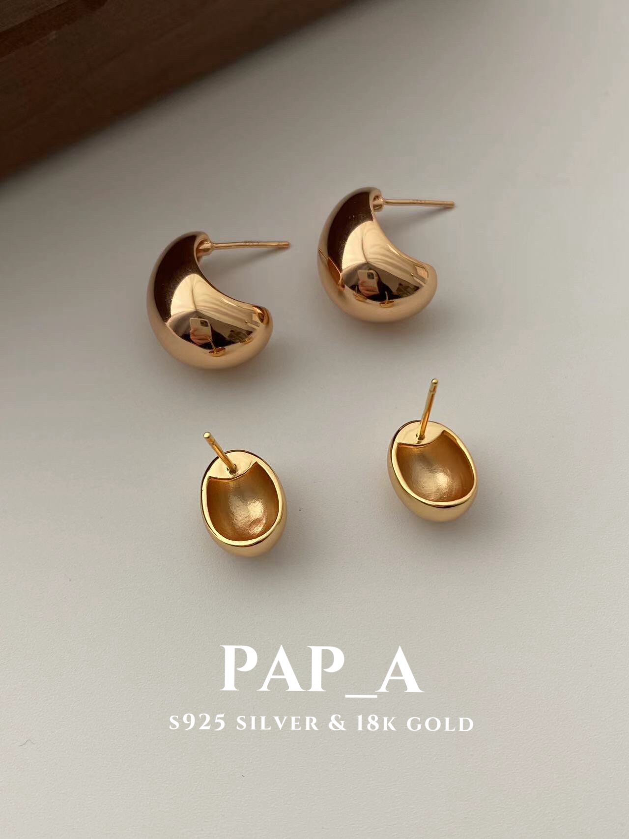 PAPA·大小金豆豆耳钉 | s925银镀18k金 | 简约百搭