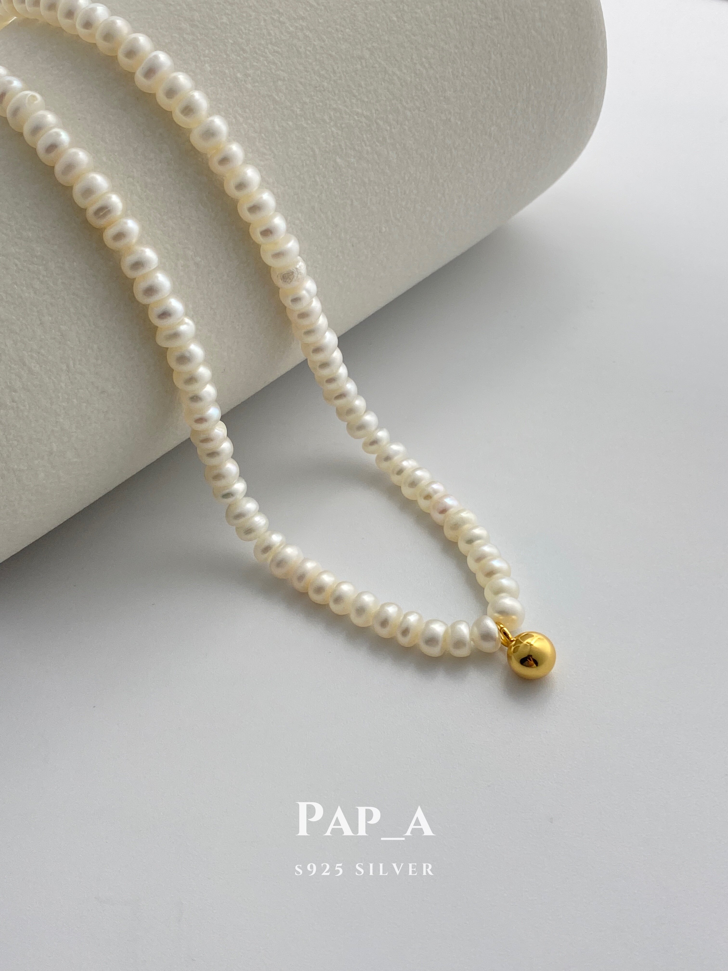 PAP_A·金豆豆珍珠项链|s925银镀18k金&淡水珍珠