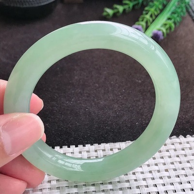 自然光55.5/10.6/10.7老坑冰胶果冻冰晴绿满绿圆条手镯翡翠玉镯