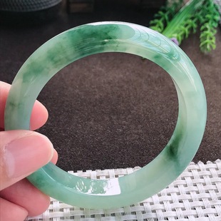 12.6 缅甸A货翡翠58 9.1老坑冰胶果冻飘花手镯 假一赔十