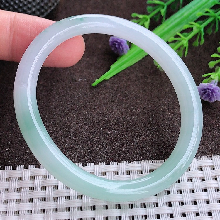 自然52.5小圈口老坑冰胶水灵飘花贵妃手镯尺寸52.5/46.3/7.3/7.3