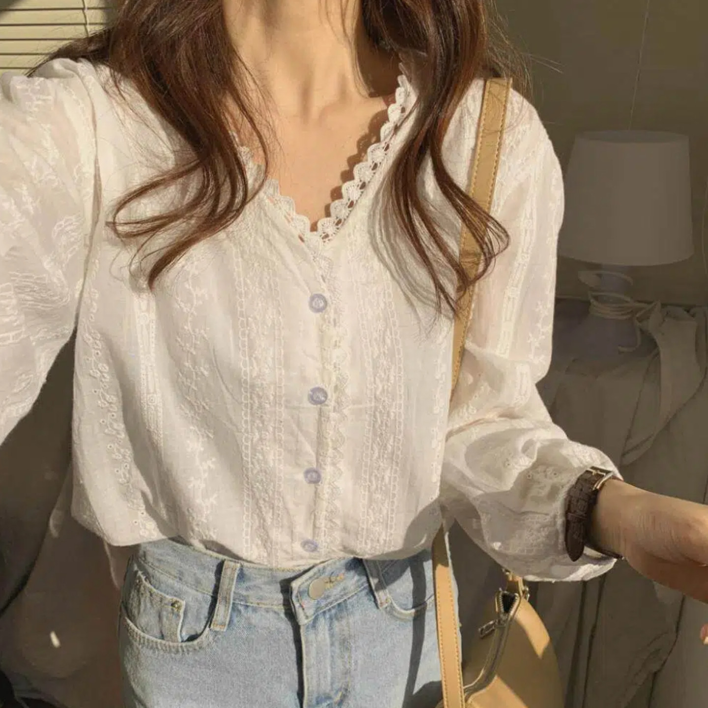秋季新款长袖蕾丝衬衫女上衣