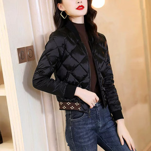 立领羽绒服女冬季黑色2025新款时尚气质短款棒球服外套女修身显瘦