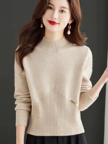 半高领纯色羊毛衫女秋冬季2025新款羊绒毛衣小个子短款针织打底衫