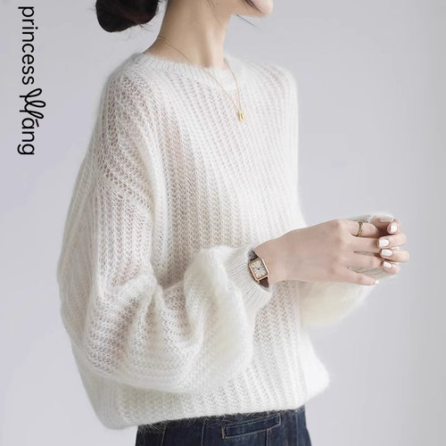 休闲慵懒风针织衫女秋季2024新款法式设计感别致软糯套头时髦毛衣