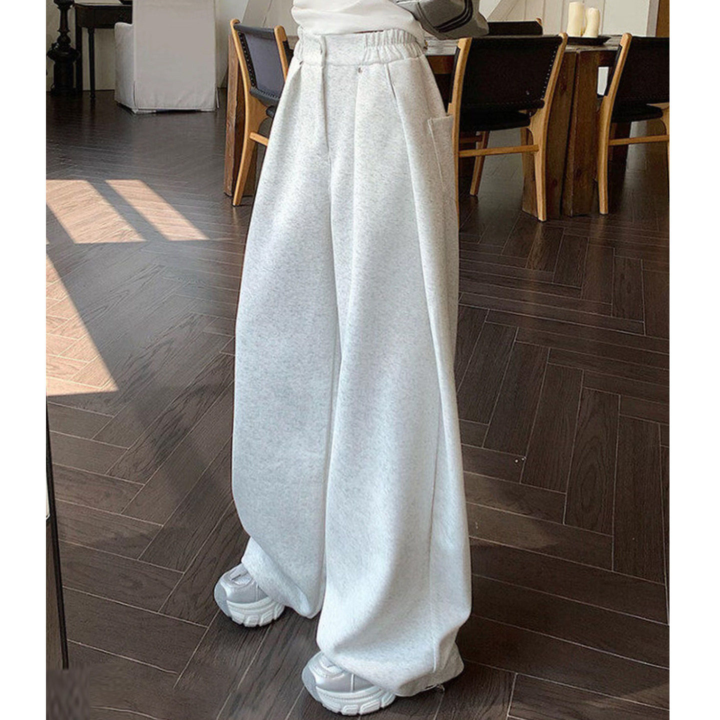 高腰美式复古运动裤女秋冬2025新款垂感休闲宽松直筒阔腿裤女显瘦
