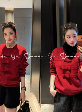 【蝴蝶结卫衣】圆领加绒打底上衣保暖百搭显瘦 FC0050