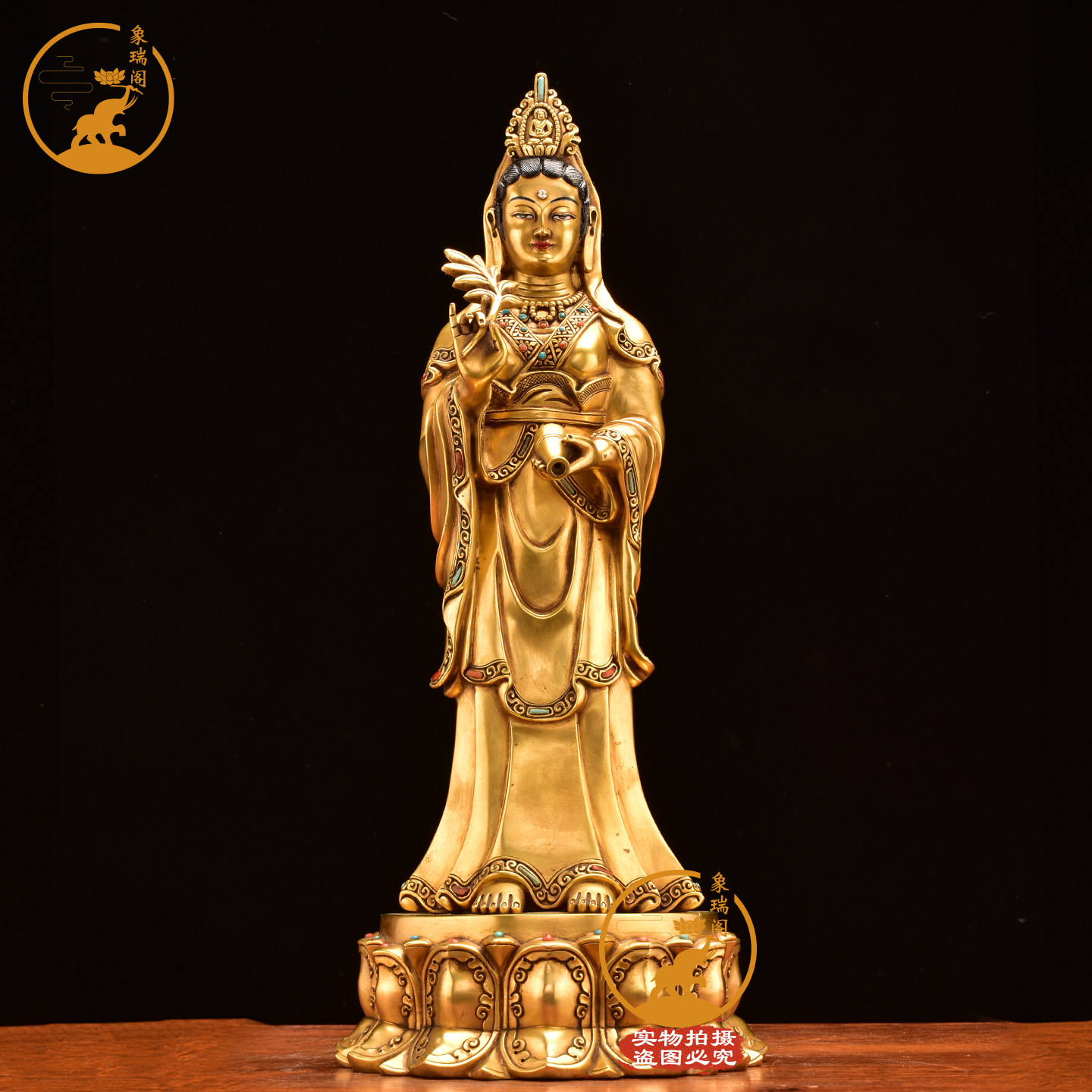 释迦族滴水观音菩萨佛像尼泊尔进口纯手工真金24K鎏金铜像32cm,家居饰品,桌面摆件,淘宝优惠券,粉丝福利购,淘宝优惠卷