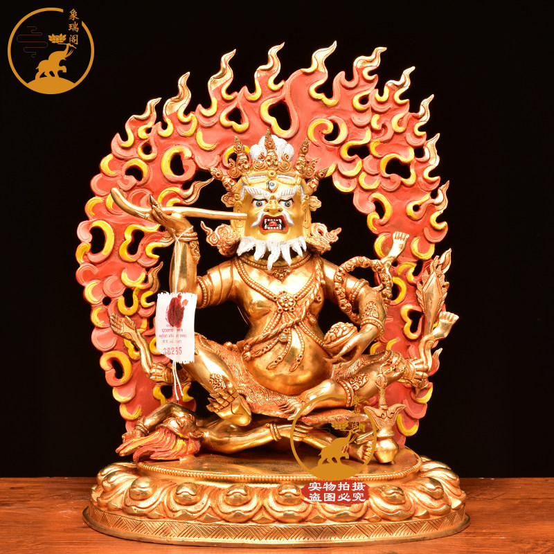 尼泊尔手工雕像紫铜鎏金四面护法像四面佛母铜像高度35厘米