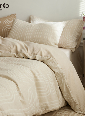 Morco简约轻奢感全棉色织提花床上四件套高级感床上用品2024新款