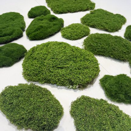 仿真苔藓块永生青苔植绒摆件软装微景观造景假山草皮草坪毛石头