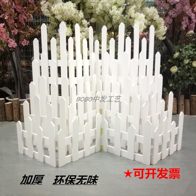 白色栅栏碳化防腐木围栏圣诞节装饰栏杆护栏实木小篱笆橱窗隔断
