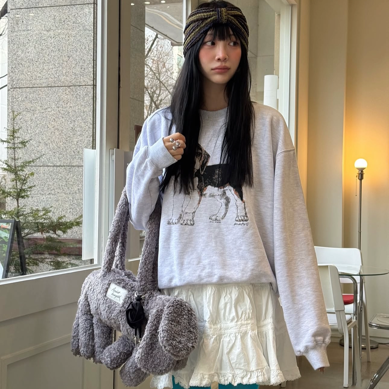 凡他姨【焦糖布蕾】可爱狗狗印花卫衣韩系慵懒秋冬加绒上衣情侣装