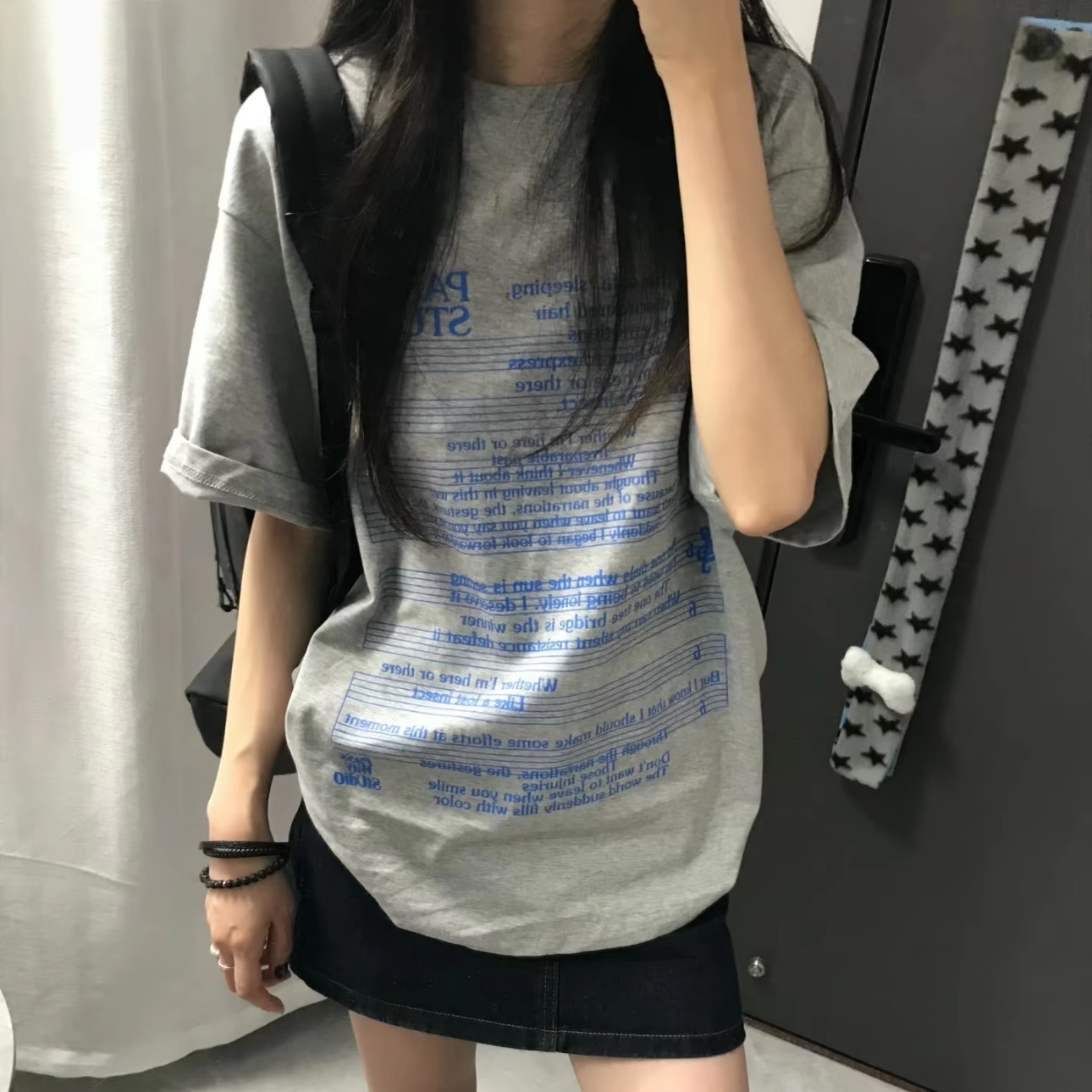 凡他姨【韩系灰蓝调】纯棉短袖