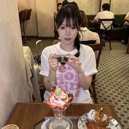凡他姨【草莓啵啵】夏季韩版小众轻亚日系印花T恤宽松纯棉短袖女