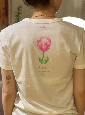 凡他姨【浪漫郁金香】法式复古少女纯棉短袖T恤女夏新款半袖上衣