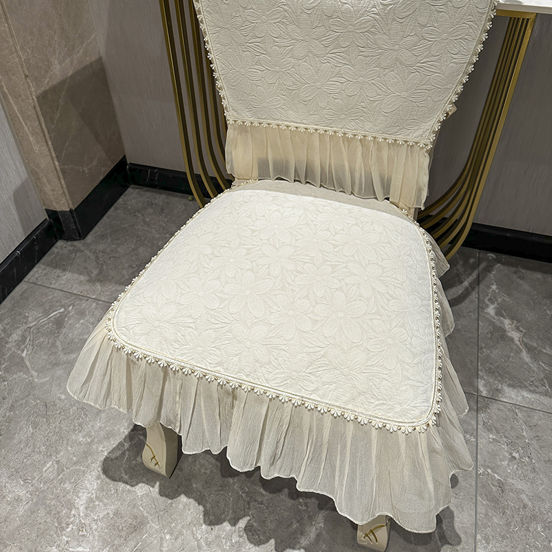 雪尼尔椅子坐垫防滑欧式餐桌椅子垫高端四季弧形布艺轻奢坐垫套