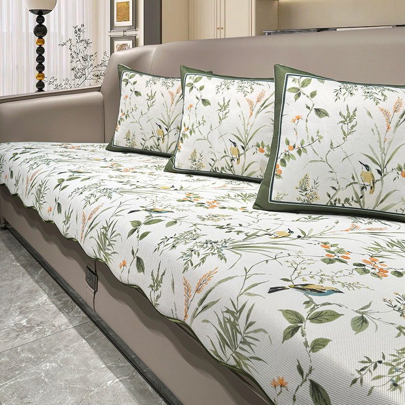 沙发垫夏季冰丝凉席田园防滑高档轻奢现代简约客厅贵妃坐垫套定制,居家布艺,沙发垫,淘宝优惠券,粉丝福利购,淘宝优惠卷