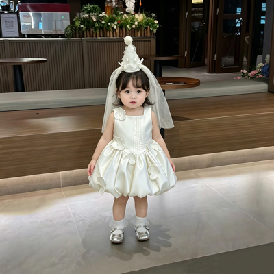 女童夏季立体花朵周岁公主裙