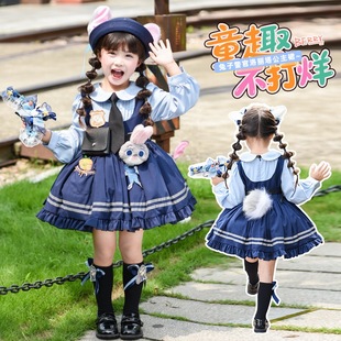 女童疯狂动物城朱迪兔子警官儿童衣服cos套装冬装迪士尼公主裙子