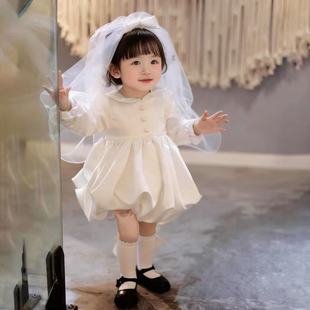 女宝宝周岁公主裙生日抓周礼服花童婚纱蓬蓬裙春夏新款高端连衣裙