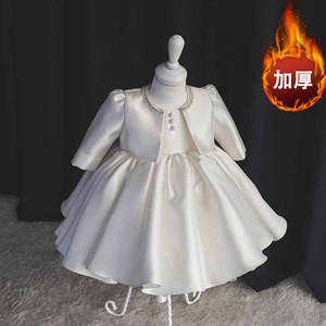 宝宝周岁礼服公主裙女童洋气小花童婚礼秋款儿童钢琴演出服蓬蓬裙