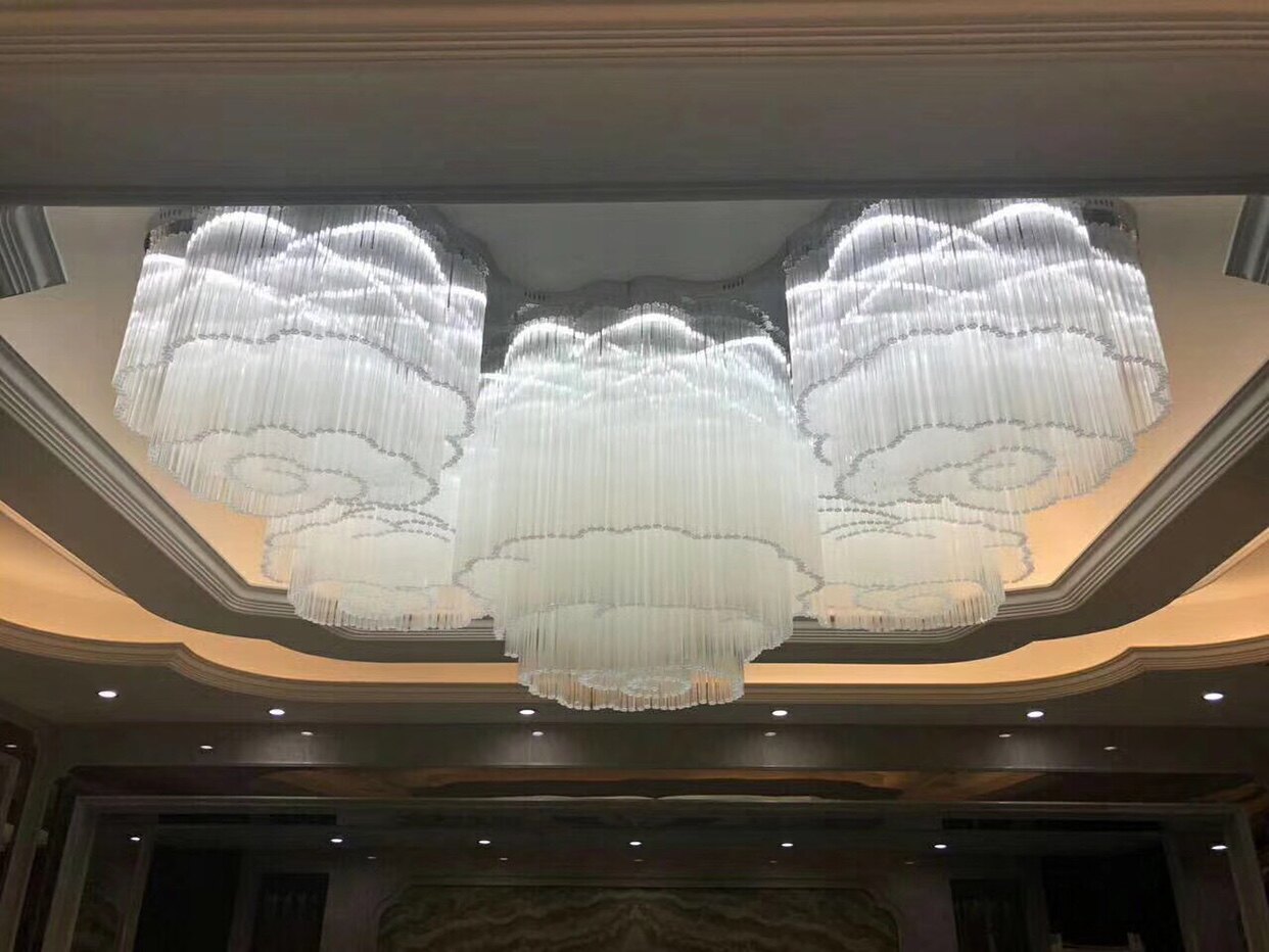 别墅中空水晶吊灯旋转楼梯豪华水晶灯具酒店高端复式楼水晶大吊灯图片
